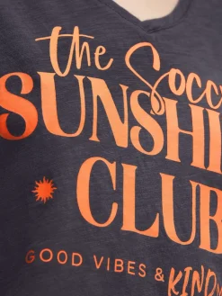 Ärmelloses Shirt mit V-Ausschnitt und Wording Print charcoal mist