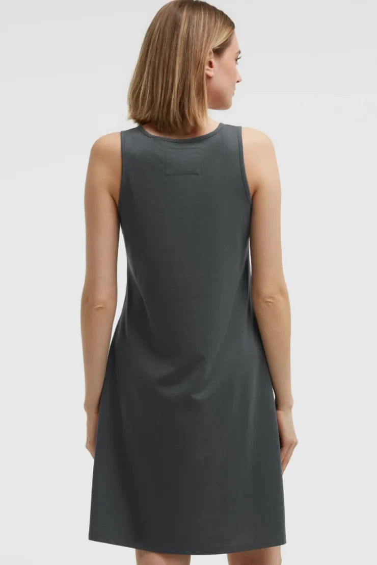 Ärmelloses Strandkleid mit Label Print grey bay