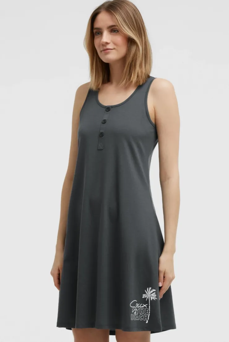 Ärmelloses Strandkleid mit Label Print grey bay