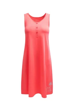 Ärmelloses Strandkleid mit Label Print neon coral
