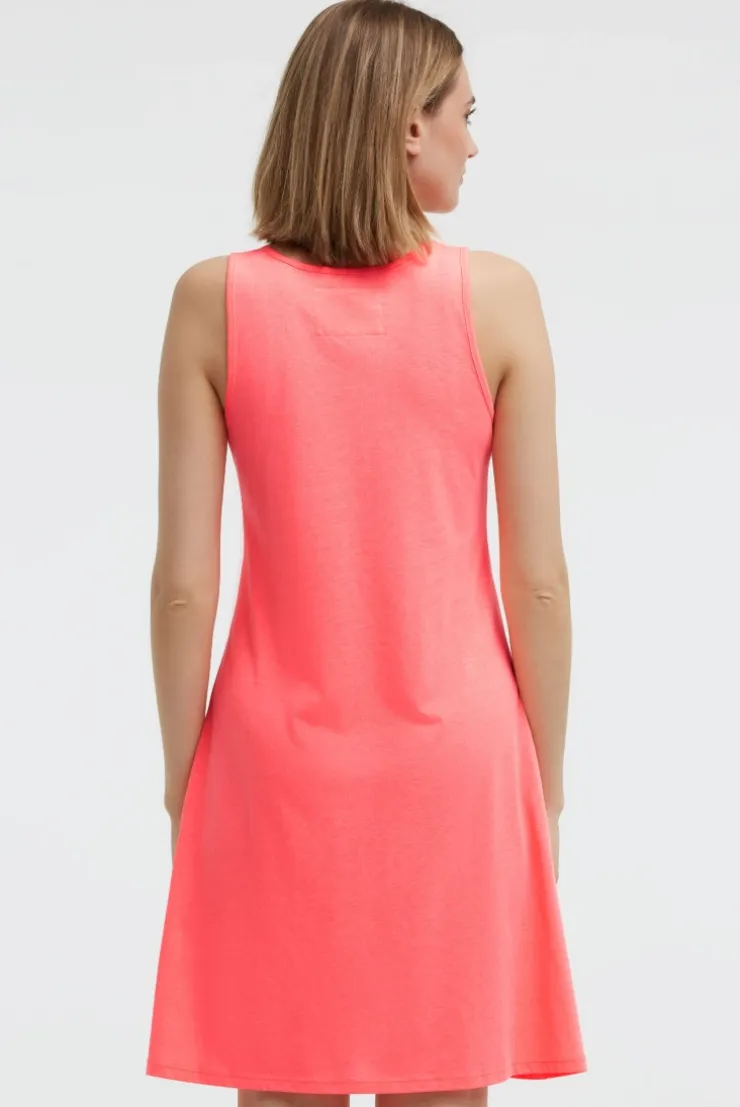 Ärmelloses Strandkleid mit Label Print neon coral