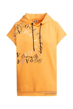 Ärmelloses Sweatshirt mit Kapuze und Artwork fresh mango