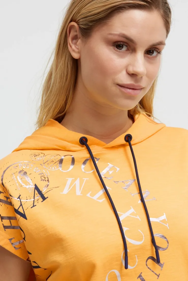 Ärmelloses Sweatshirt mit Kapuze und Artwork fresh mango