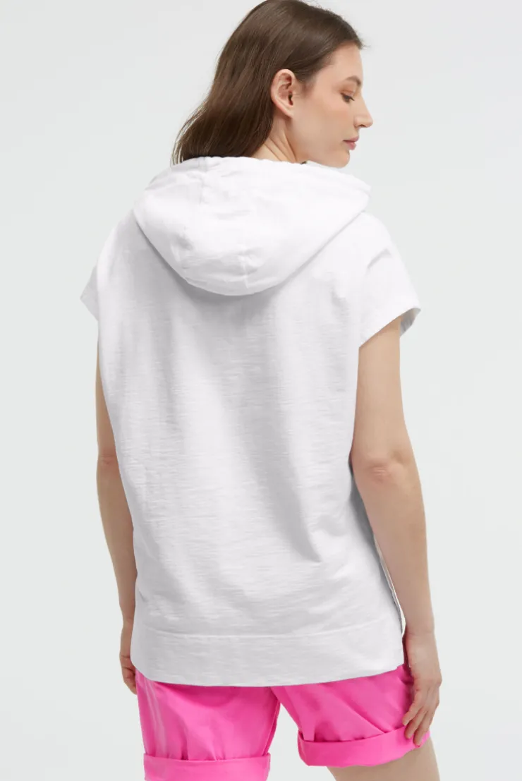 Ärmelloses Sweatshirt mit Kapuze und Artwork opticwhite
