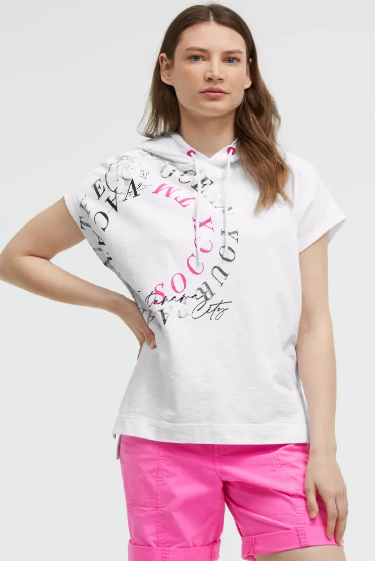 Ärmelloses Sweatshirt mit Kapuze und Artwork opticwhite