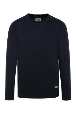 Rundhalspullover aus Baumwollstrick blue navy