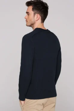Rundhalspullover aus Baumwollstrick blue navy