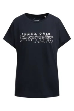 Rundhalsshirt mit Label Print blue navy