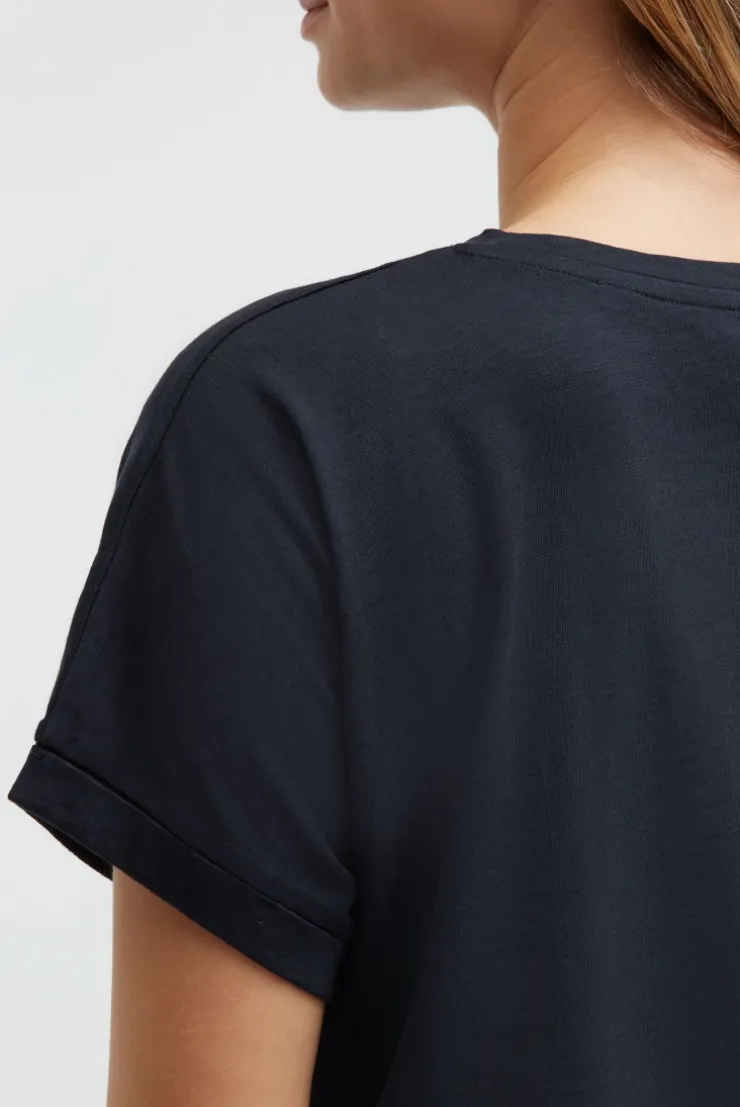 Rundhalsshirt mit Label Print blue navy