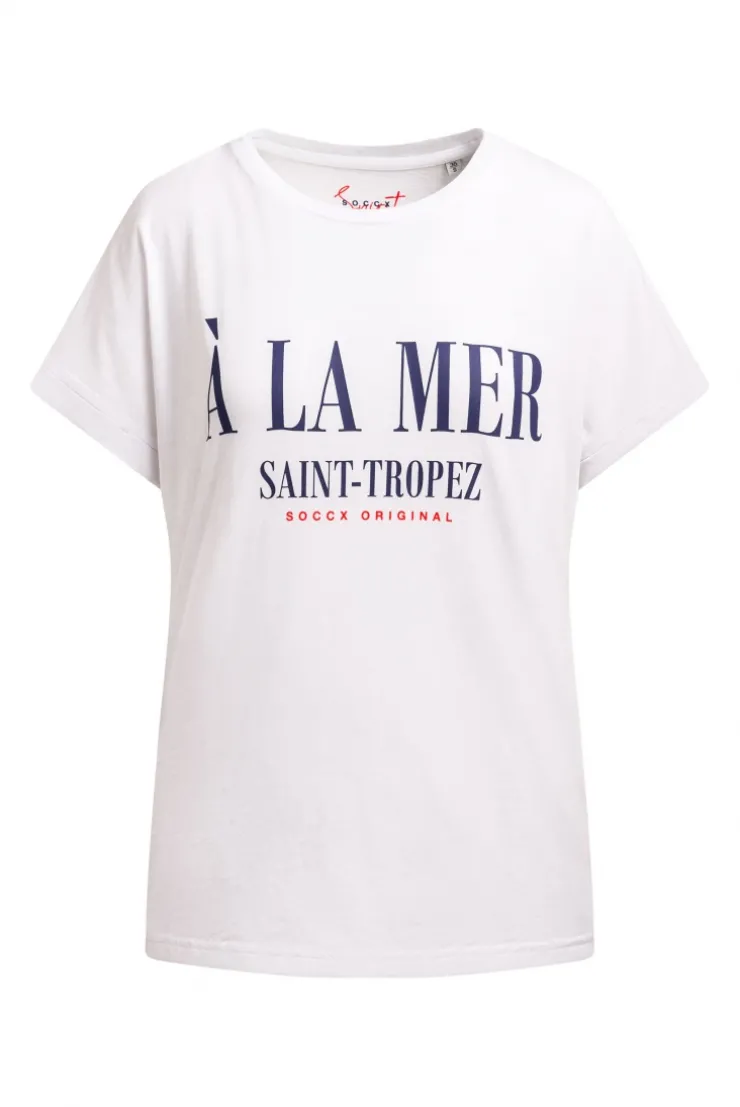 Rundhalsshirt mit Label Print opticwhite