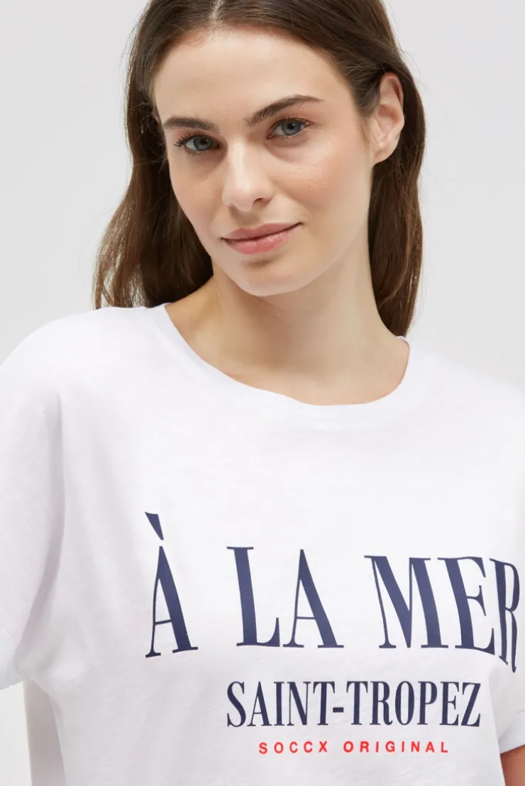 Rundhalsshirt mit Label Print opticwhite
