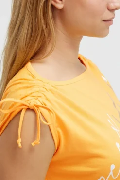 Shirt im Materialmix mit Schulterraffung fresh mango