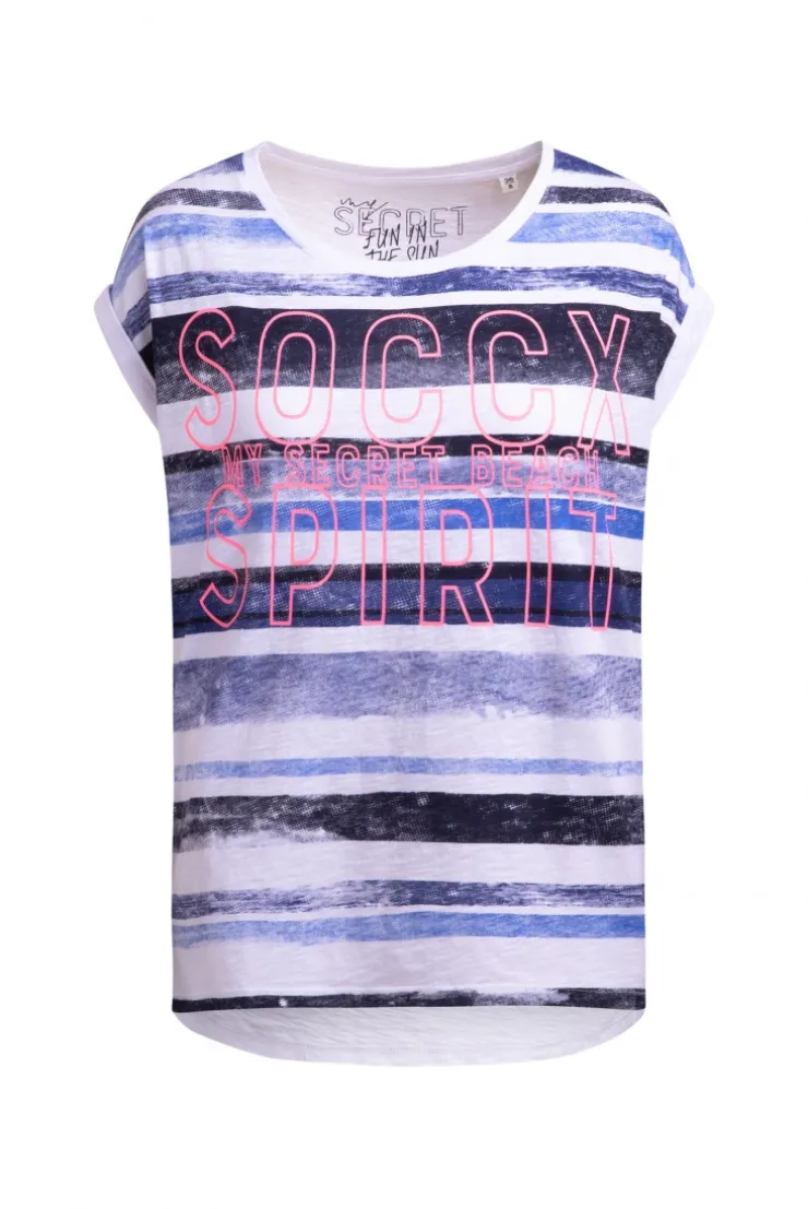 Shirt mit Logo- und Streifenprint blue navy