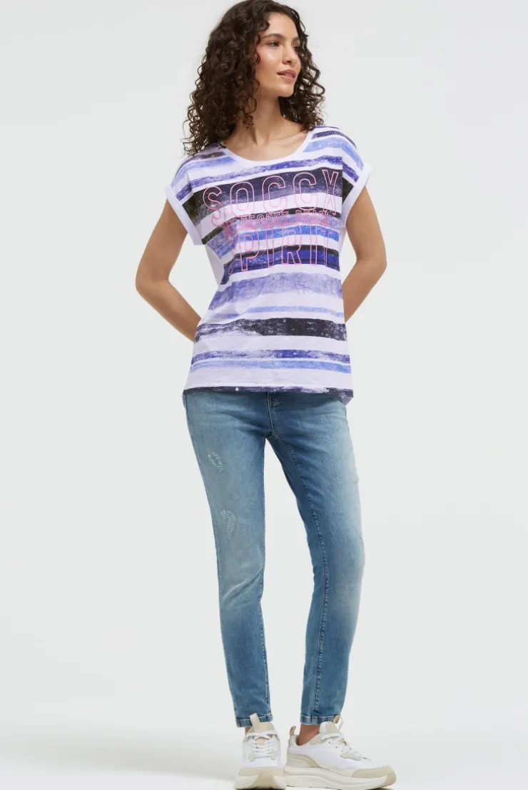 Shirt mit Logo- und Streifenprint blue navy