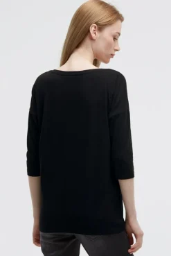 Shirt mit verkürzten Ärmeln und Label Print black