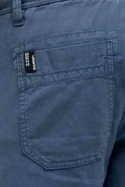 Shorts aus Leinen-Mix mit Label Print harbour blue