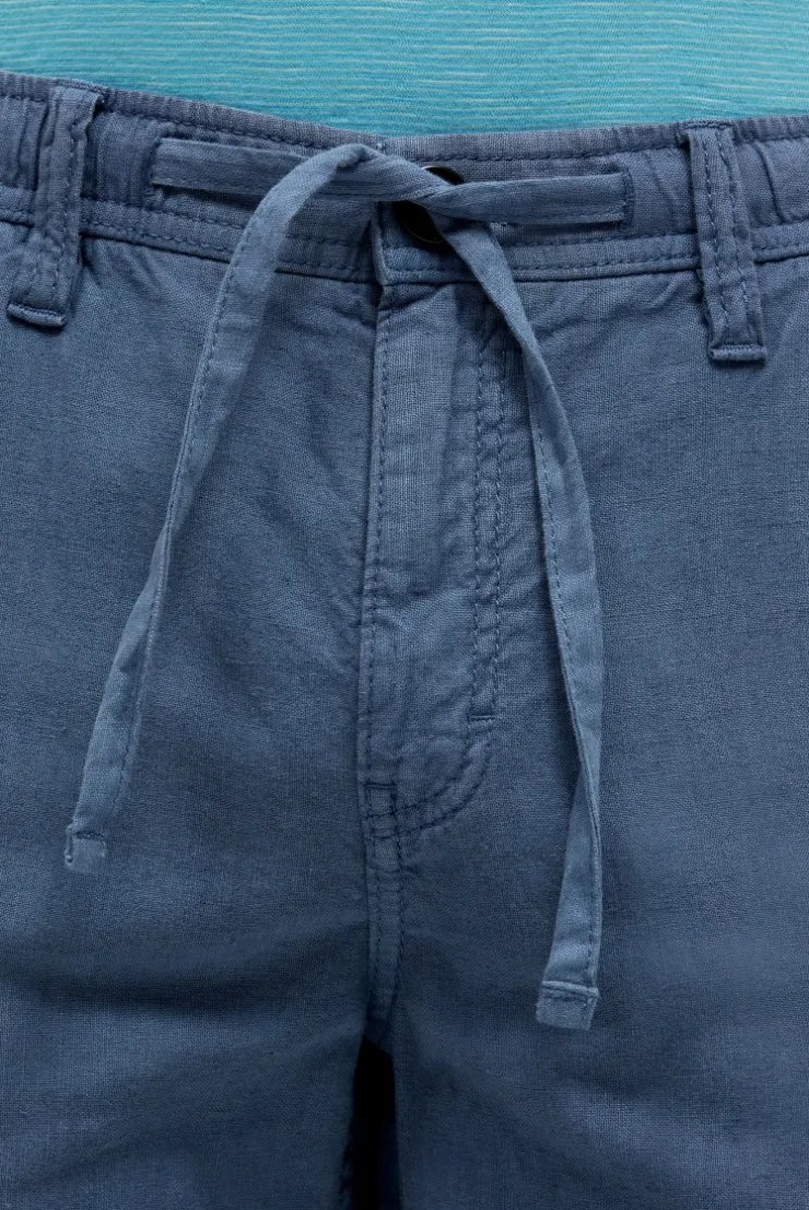 Shorts aus Leinen-Mix mit Label Print harbour blue