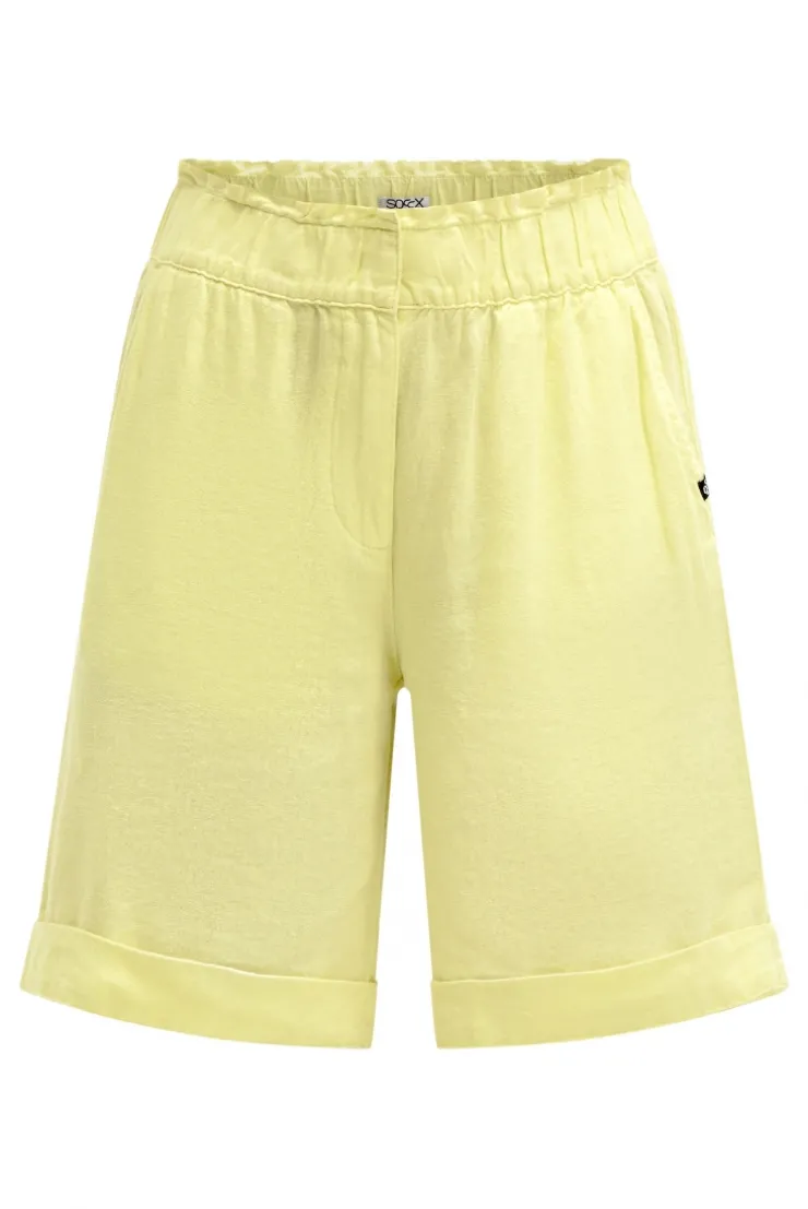 Shorts aus Leinen-Mix vivid lemon