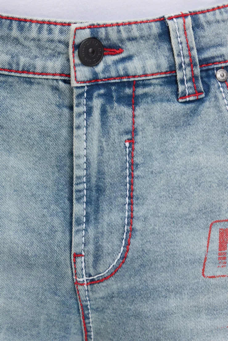 Skater Jeans RO:BI Slim Fit grey blue print