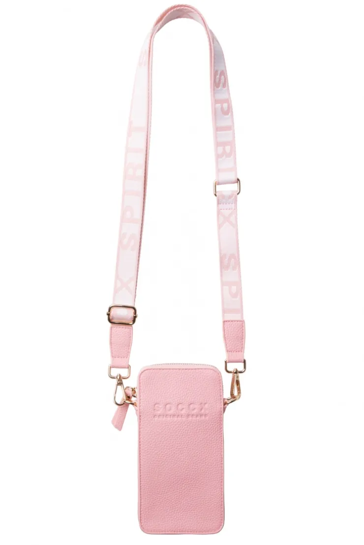 Smartphone-Tasche mit Logo und Intarsia-Webriemen french rose