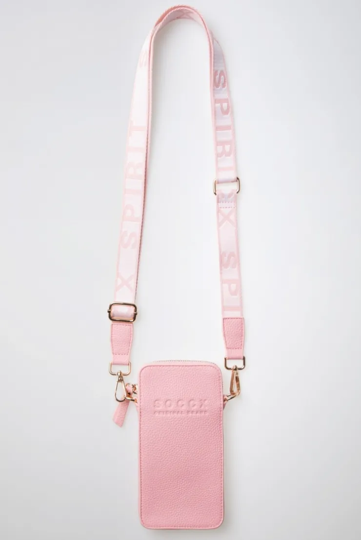 Smartphone-Tasche mit Logo und Intarsia-Webriemen french rose