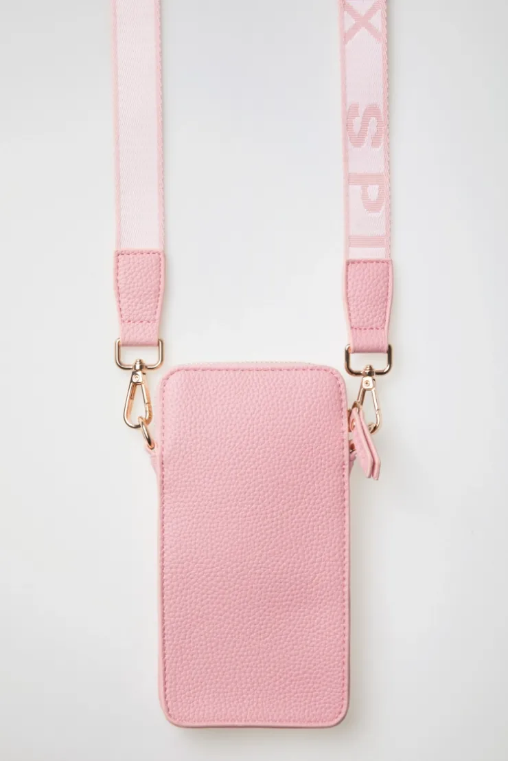 Smartphone-Tasche mit Logo und Intarsia-Webriemen french rose