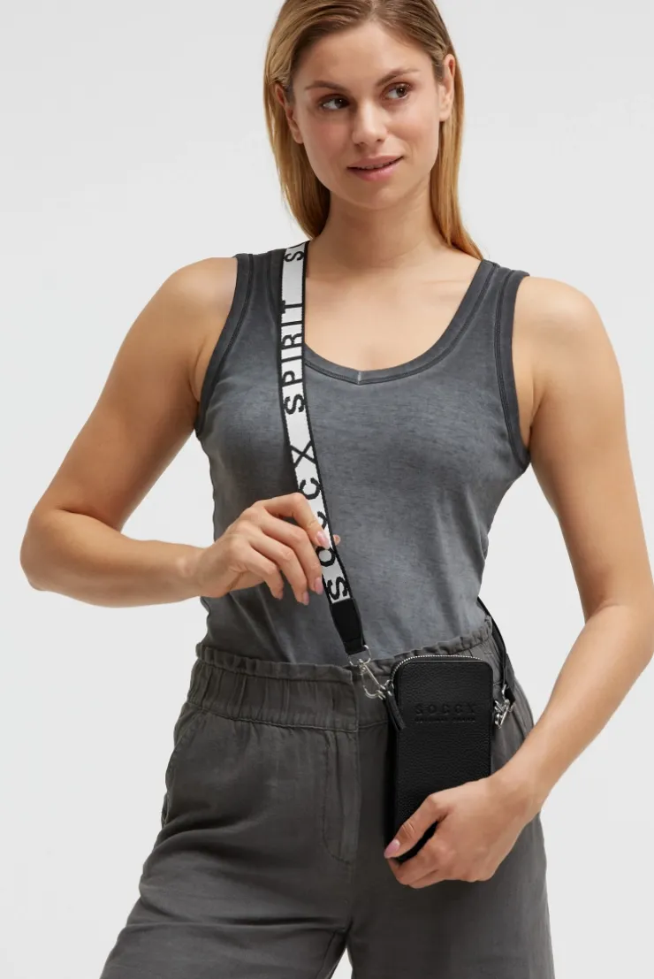 Smartphone-Tasche mit Logo und Intarsia-Webriemen black