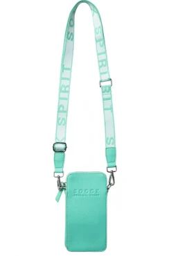 Smartphone-Tasche mit Logo und Intarsia-Webriemen misty mint