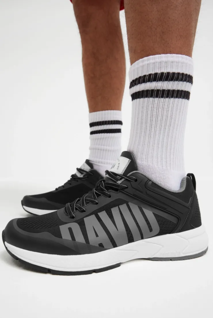 Sneaker im Jacquard-Strick mit Rubber Logo black
