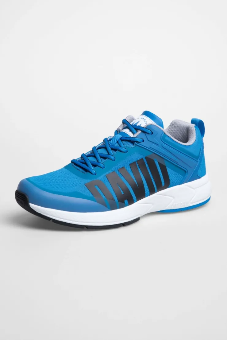 Sneaker im Jacquard-Strick mit Rubber Logo pacific blue