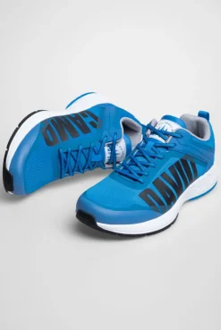 Sneaker im Jacquard-Strick mit Rubber Logo pacific blue