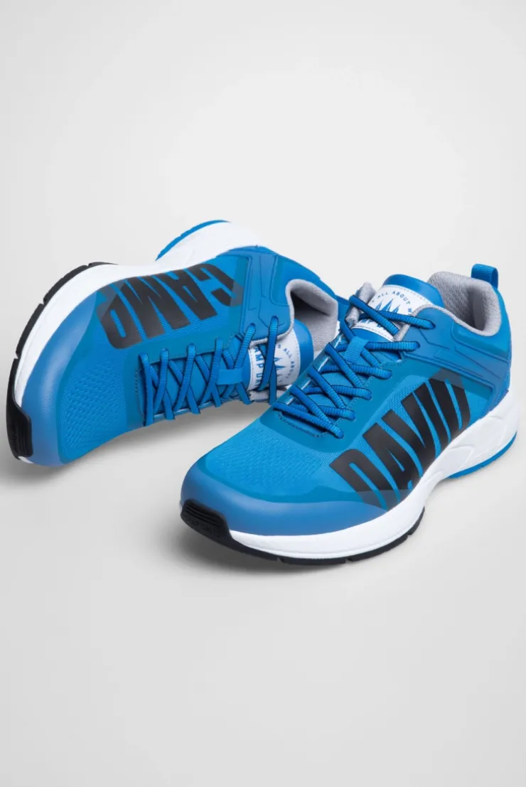 Sneaker im Jacquard-Strick mit Rubber Logo pacific blue