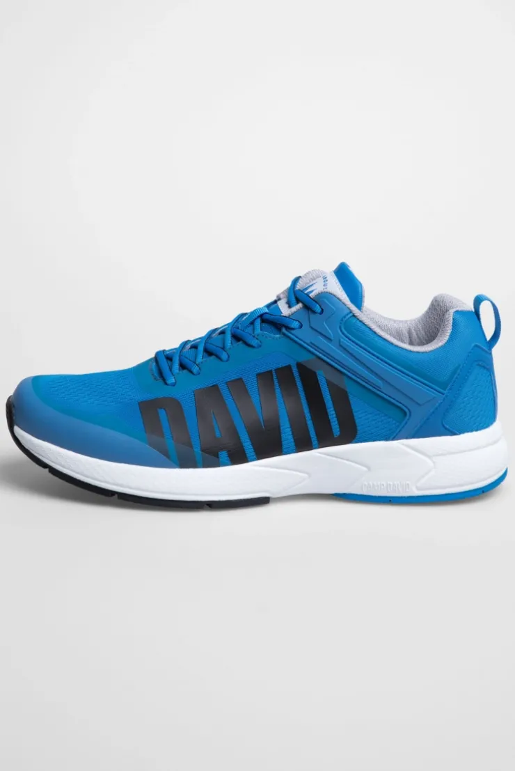 Sneaker im Jacquard-Strick mit Rubber Logo pacific blue