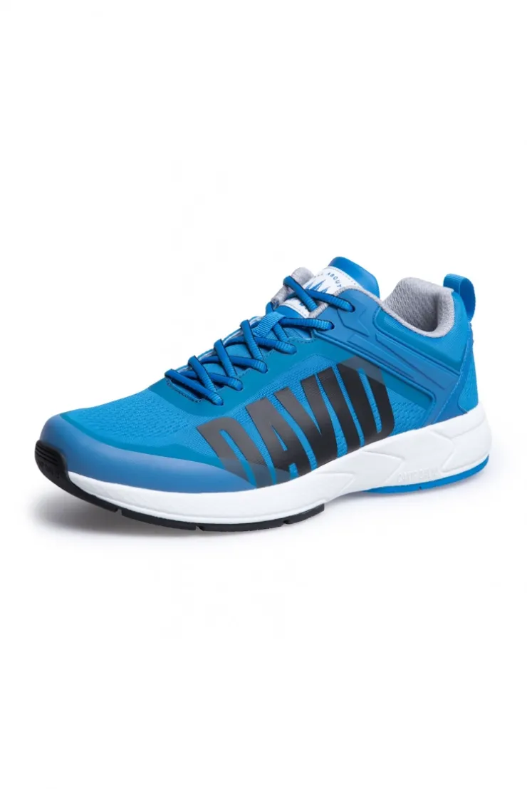 Sneaker im Jacquard-Strick mit Rubber Logo pacific blue