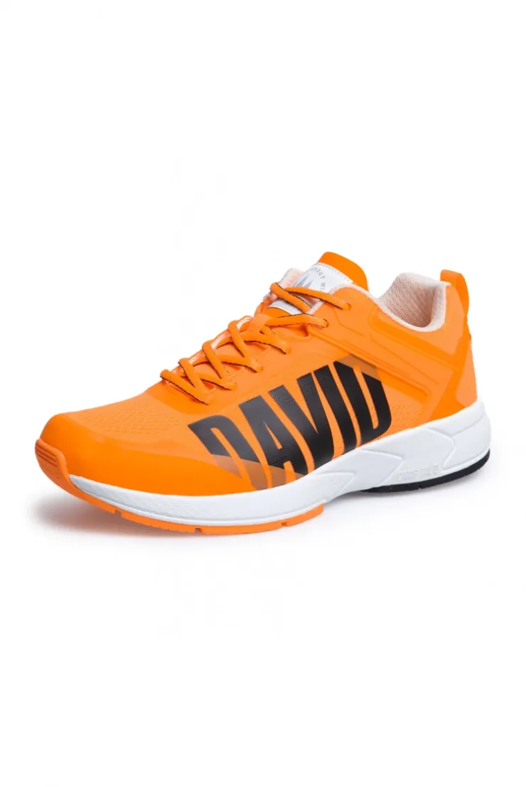 Sneaker im Jacquard-Strick mit Rubber Logo sunrise neon