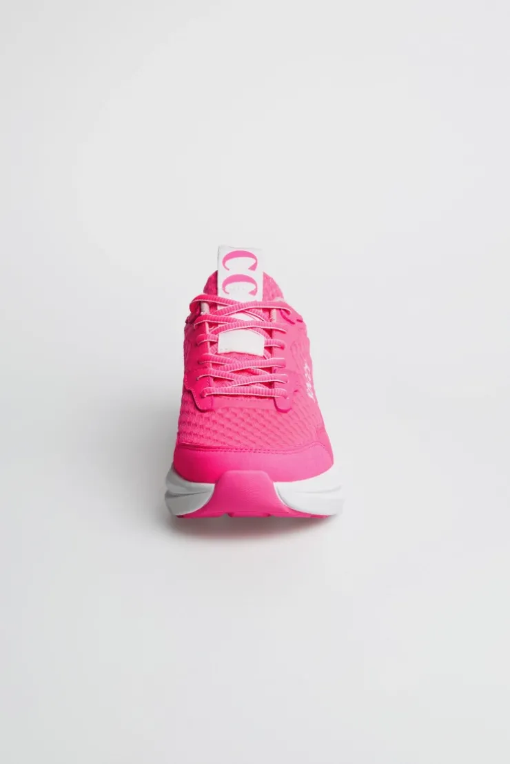 Sneaker im Mesh-Design mit Logostick neon pink