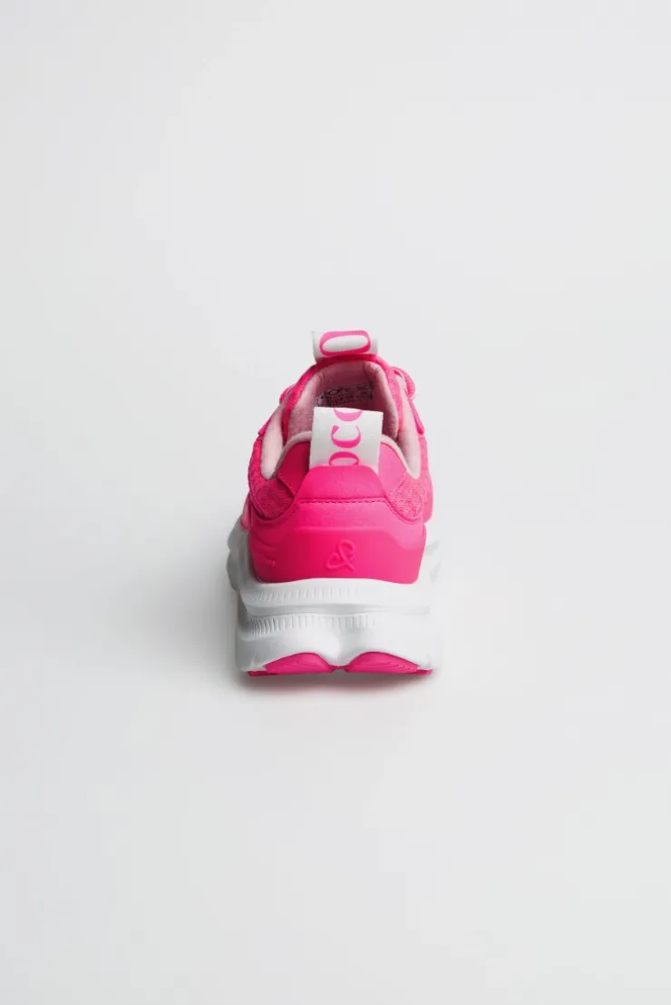 Sneaker im Mesh-Design mit Logostick neon pink