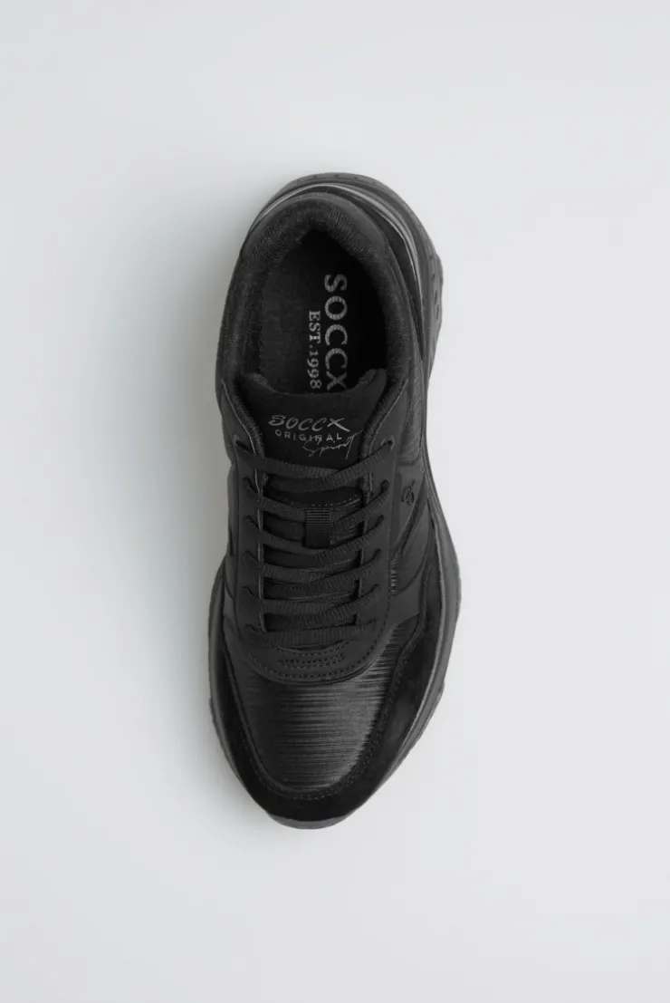 Sneaker Low im tonigen Materialmix black
