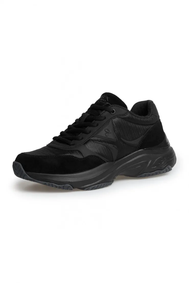 Sneaker Low im tonigen Materialmix black