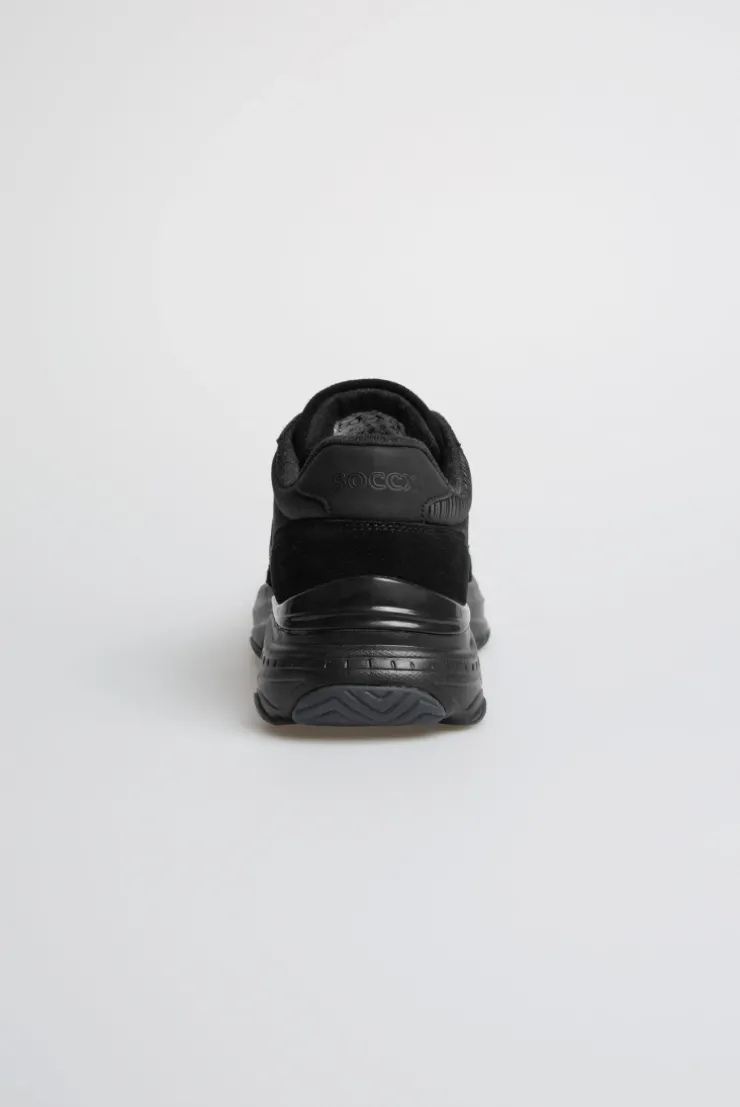 Sneaker Low im tonigen Materialmix black
