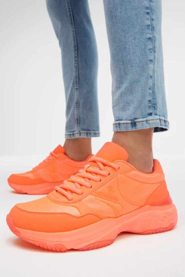 Sneaker Low im tonigen Materialmix shinning orange | 37