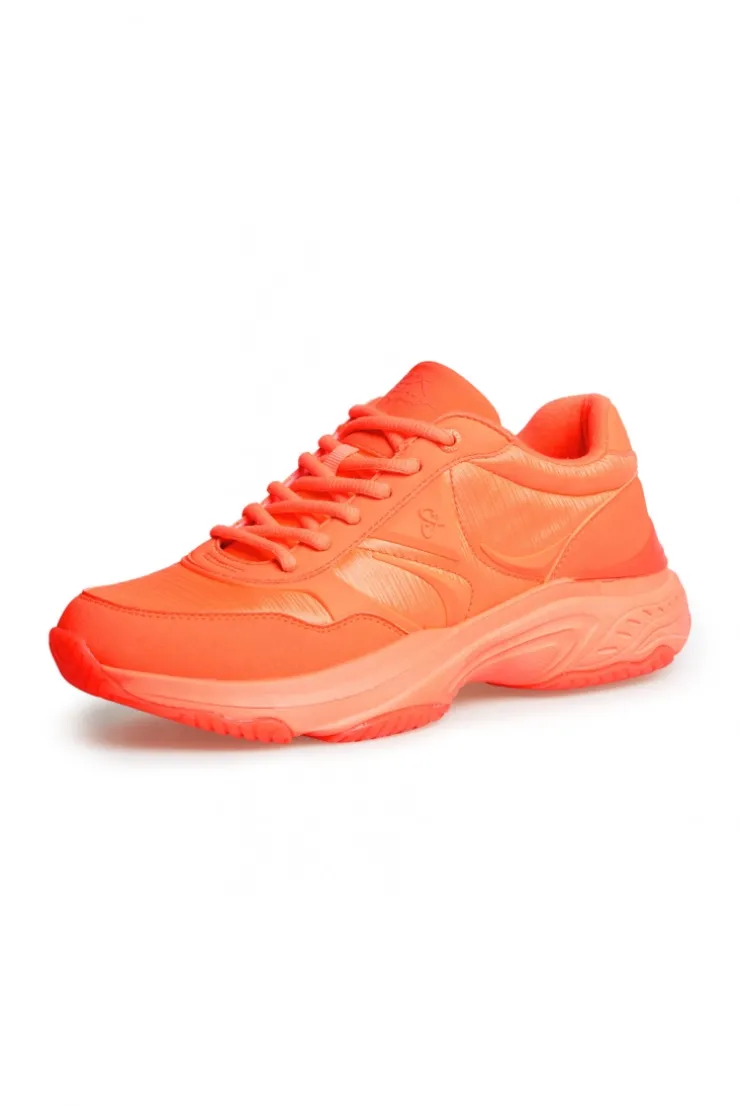 Sneaker Low im tonigen Materialmix shinning orange | 37