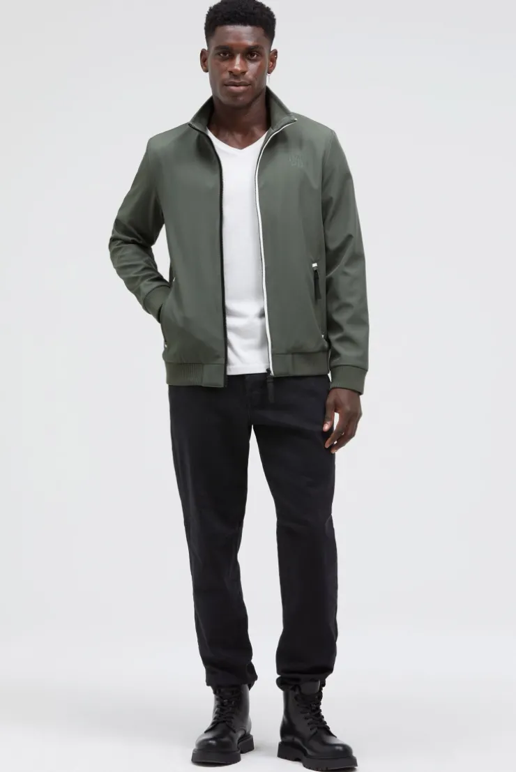 Softshell-Blouson mit tonaler Rücken-Stickerei castor green
