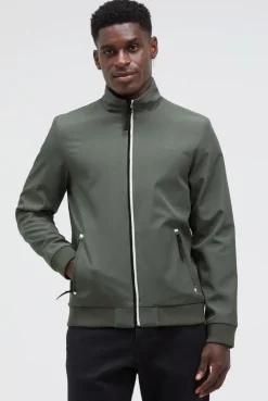 Softshell-Blouson mit tonaler Rücken-Stickerei castor green