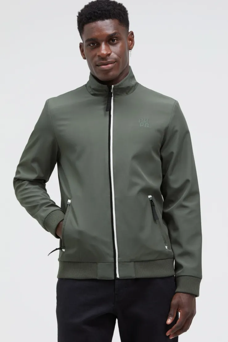 Softshell-Blouson mit tonaler Rücken-Stickerei castor green