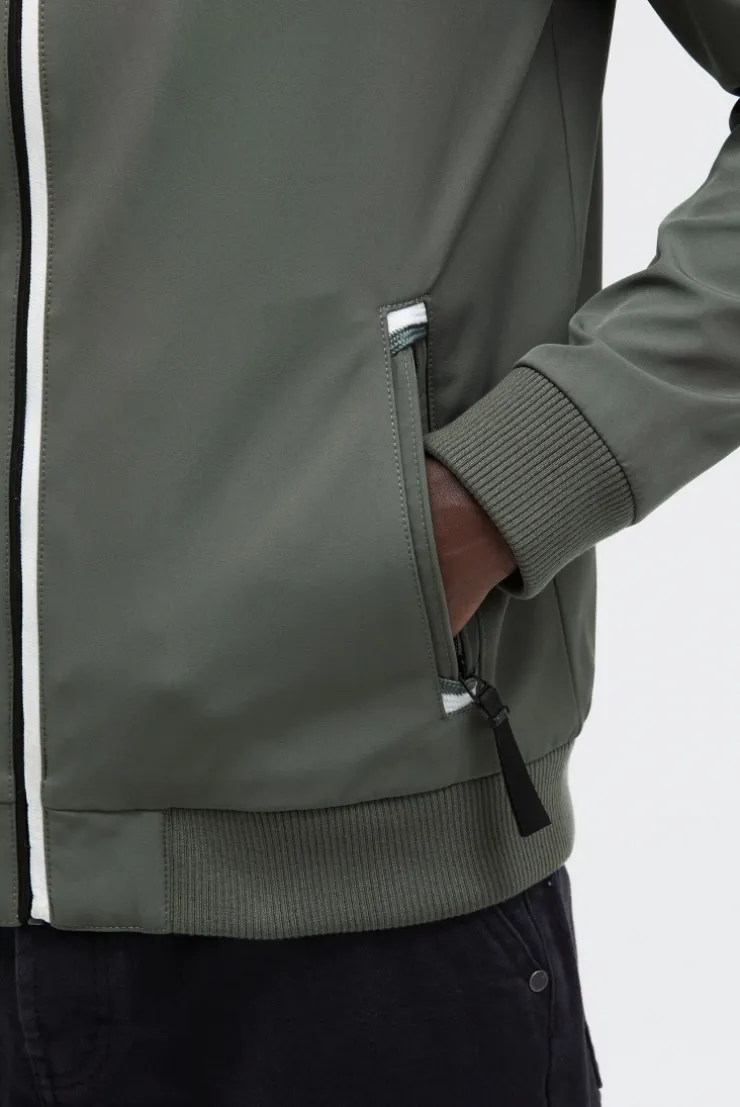 Softshell-Blouson mit tonaler Rücken-Stickerei castor green