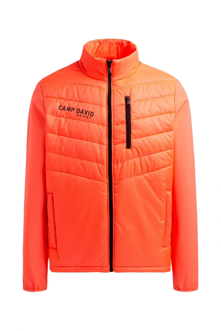 Softshelljacke im Materialmix mit Rücken-Artwork neon fire