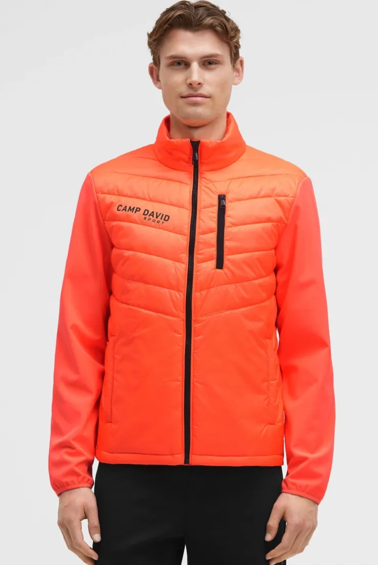 Softshelljacke im Materialmix mit Rücken-Artwork neon fire