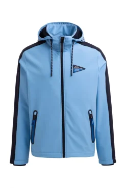 Softshelljacke mit abtrennbarer Logo-Kapuze electric sky