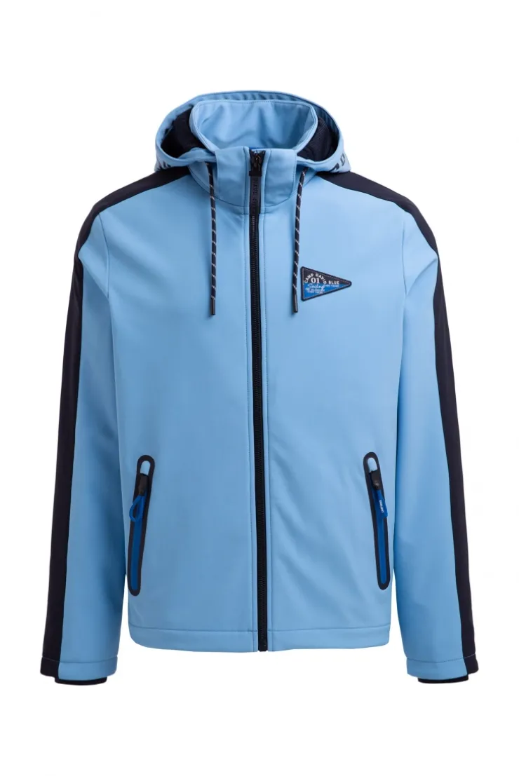 Softshelljacke mit abtrennbarer Logo-Kapuze electric sky